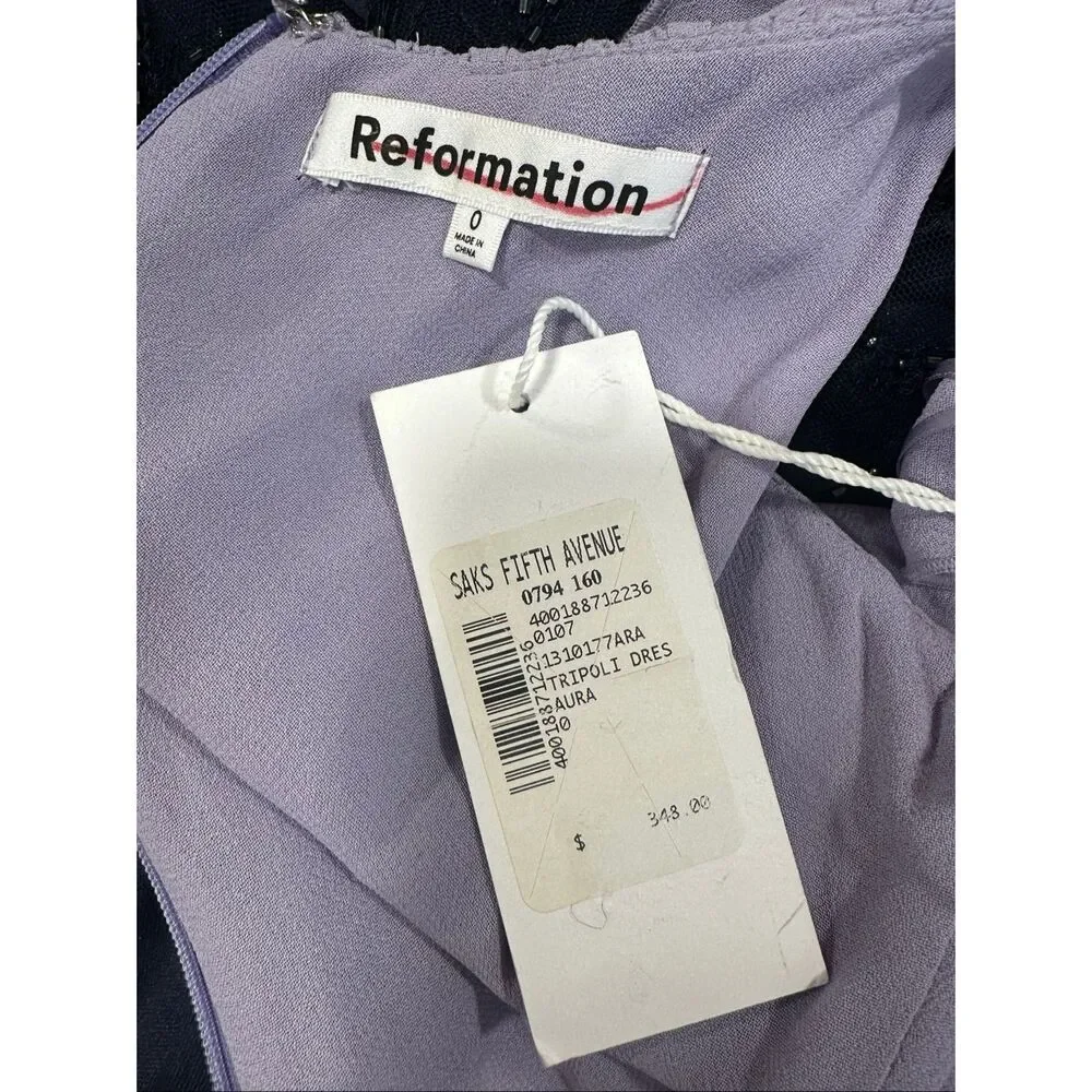 NWT Reformation Scoop Neck Ruffled Tripoli Maxi Dress Aura Size 0 $348 - Picture 10 of 10